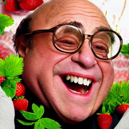 Prompt: danny devito as strawberry hybrid