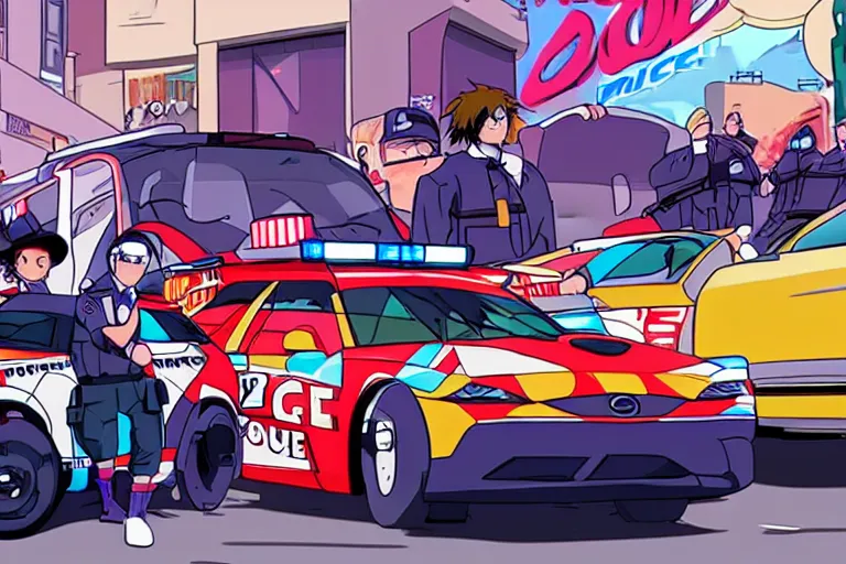 Image similar to donut police cars anime wrapped