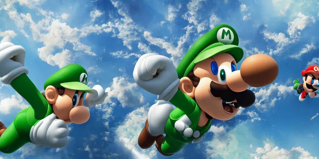 Image similar to luigi from super mario flying a boeing 3 7 3, realistic 4 k octane beautifully detailed render, 4 k post - processing, highly detailed, intricate complexity, epic composition, magical atmosphere, cinematic lighting, masterpiece, ultra hd