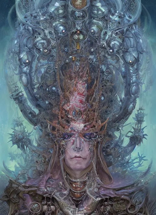 Image similar to a portrait of the girk hierophant, fantasy portrait made of fractals, ultra realistic, wide angle, intricate details, the fifth element artifacts, highly detailed by peter mohrbacher, hajime sorayama, wayne barlowe, boris vallejo, aaron horkey, gaston bussiere, craig mullins