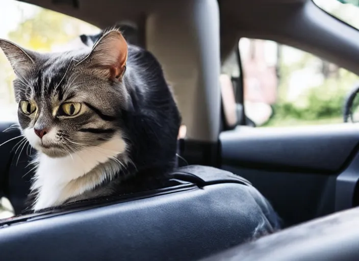 Image similar to a cat as an uber driver