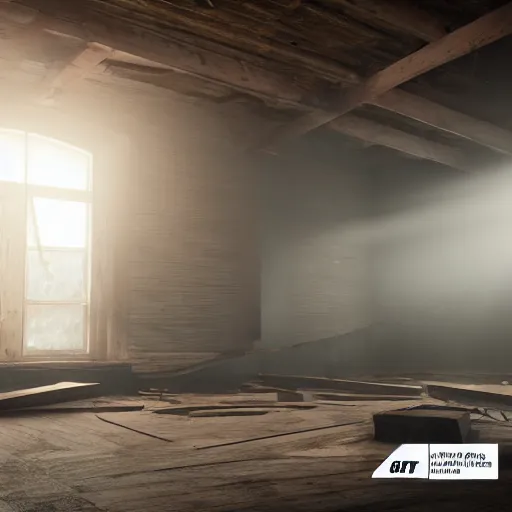 Prompt: Old wooden houses are falling apart, rays of light pass through the dust, ray tracing, 8k, unreal engine 5 render, octane render Batman in a Nike tracksuit, studio photo