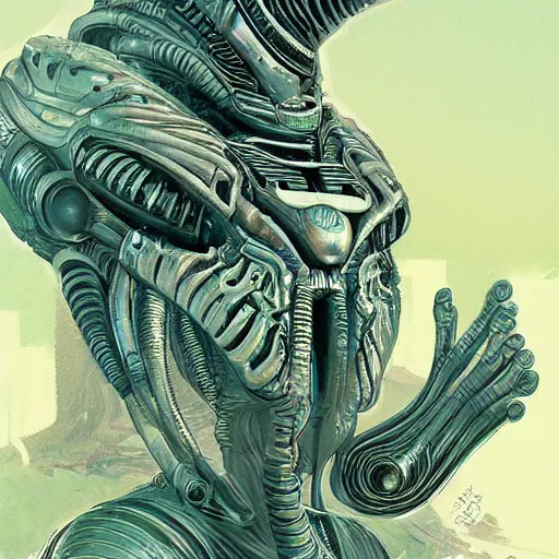 Prompt: A Hyper-Detailed Alien, Future Tech, Art by Yongjae Choi ::