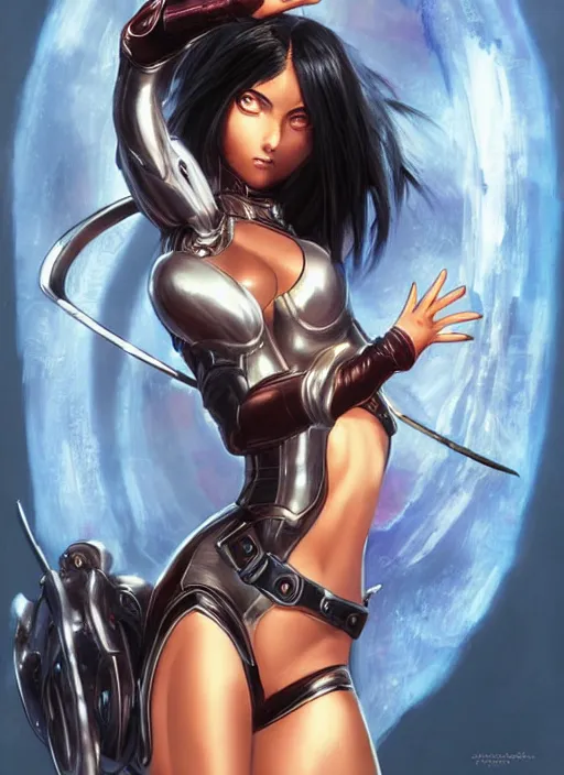 Image similar to ( battle angel alita ) cover, featuring a beautiful girl!! by stanley artgerm lau