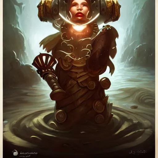 Image similar to AmongUs Game impostor deep sea diver, DnD character art portrait, matte fantasy painting, DeviantArt Artstation, by Jason Felix by Steve Argyle by Tyler Jacobson by Peter Mohrbacher, cinema