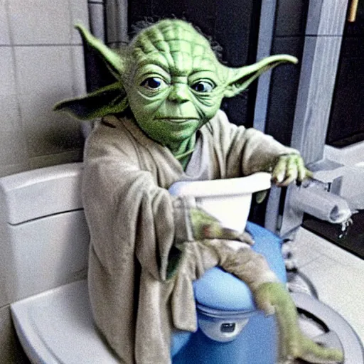 Image similar to yoda on the toilet