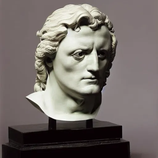 Image similar to a sculpture by canova with the likeness of rutger hauer