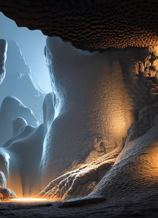 Prompt: hyperrealism, detailed textures, photorealistic 3 d, an massive scale cave with a mini futuristic city, ultra realistic, ultra high pixel detail, cinematic, intricate, cinematic light, concept art, illustration, art station, unreal engine 8 k