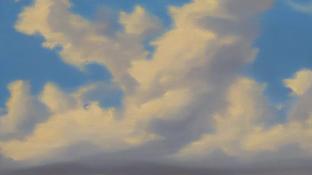 Image similar to oil painting of clouds by ian fisher, 4 k resolution