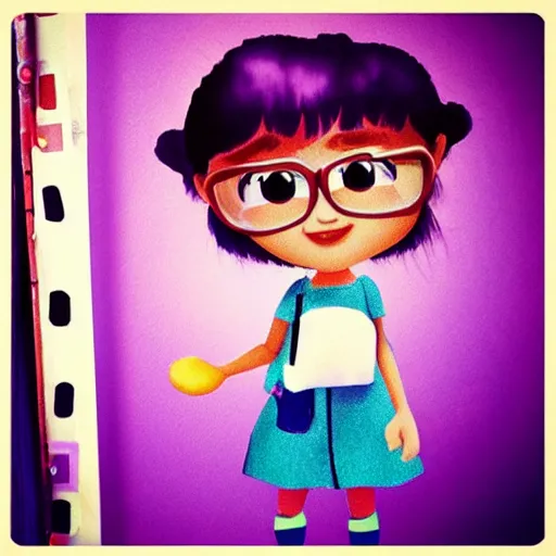 Image similar to “ a little girl with school bag in pixar style ”