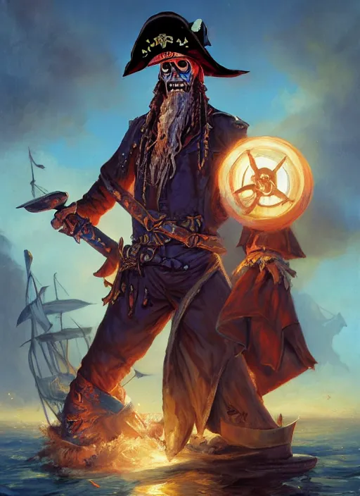 Image similar to undead pirate captain by paul dainton and vladimir volegov and alexander averin and delphin enjolras and daniel f. gerhartz