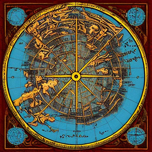 Image similar to ancient navigation map, illustration