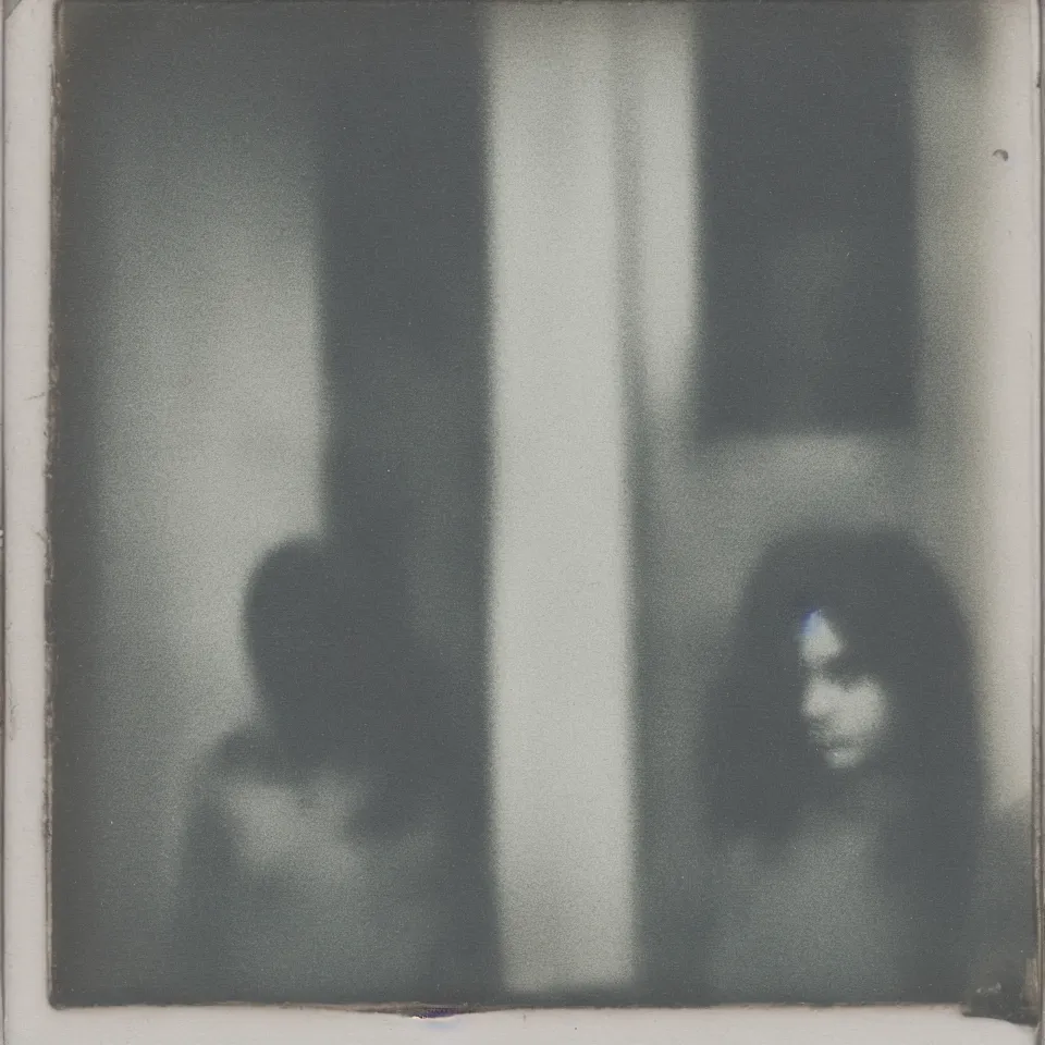 Prompt: a portrait polaroid of a melancholic window
