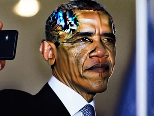 Image similar to Obama taking his first selfie