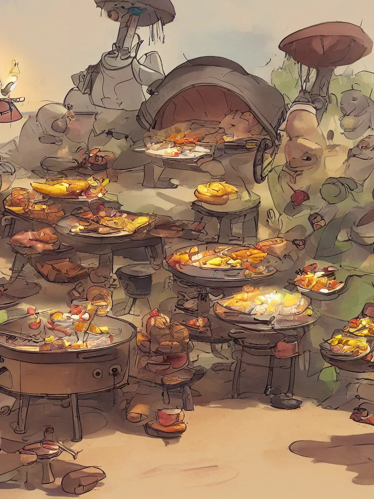 Image similar to barbecue by disney concept artists, blunt borders, rule of thirds