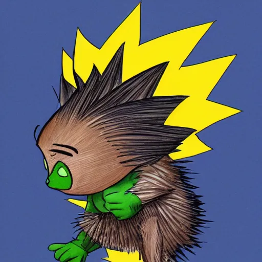 Image similar to a superhero porcupine, sketch