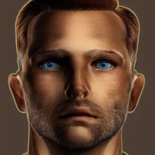 Prompt: a headshot portrait of a beautiful man with brown hair, symmetrical face, 8 k, trending artstation