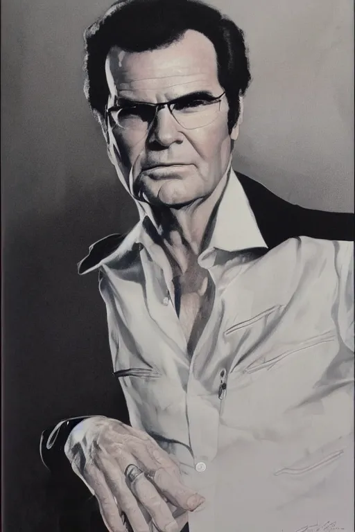 Image similar to James Garner portrait by Drew Struzan