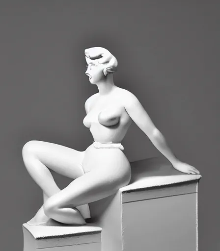 Image similar to pinup statue made from white