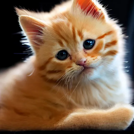 Image similar to cute fluffy orange tabby kitten, studio lightning