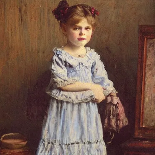 Image similar to victorian girl in nightgown, painting by alfred stevens