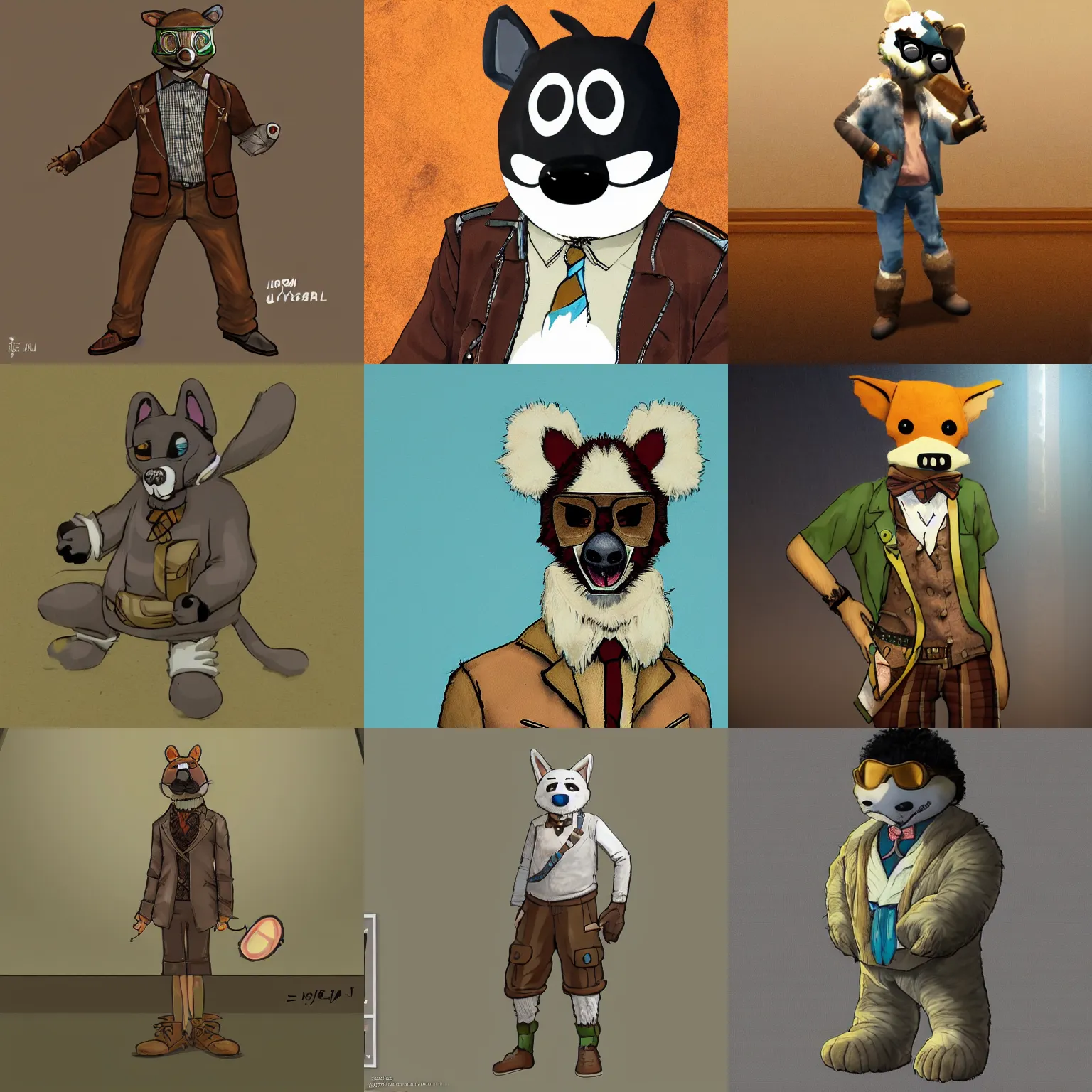 Prompt: a fursuiter, in the style of disco elysium