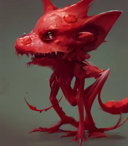 Image similar to Concept art of an adorable blood gremlin, by Stanley Artgerm Lau, WLOP, Rossdraws, James Jean, Andrei Riabovitchev, Marc Simonetti, and Greg Rutkowski, trending on artstation