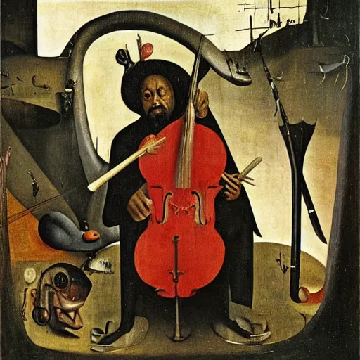 Image similar to charles mingus by hieronymus bosch