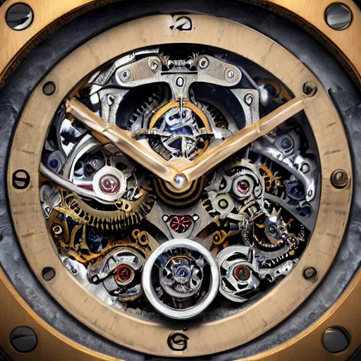Prompt: “a highly intricate tourbillon watch, steampunk style, extreme detail, 3D render, octane 3D, studio lighting, 8K”