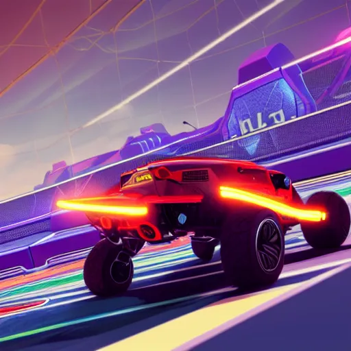 Image similar to realistic Raptor rocket league cars illustration, global illumination lighting, fanart artstation GTA style