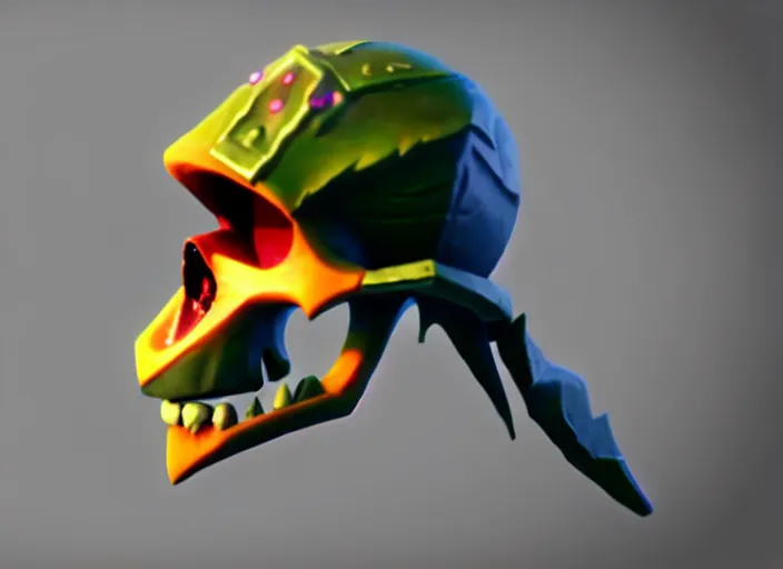 Image similar to cloaked skull, stylized stl, 3 d render, activision blizzard style, hearthstone style, crash bandicoot artstyle