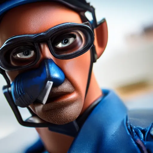 Image similar to close up of face of tf 2 blue spy, live action movie, 8 5 mm f / 1. 4