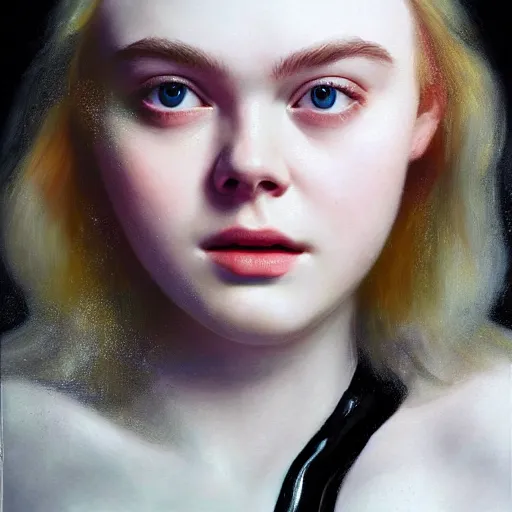 Prompt: portrait of a elle fanning submerged in black goo, detailed realism face in painting, detailed beautiful portrait, oil painting masterpiece, 8 k resolution, smooth, sharp focus, trending on artstation, by rembrandt