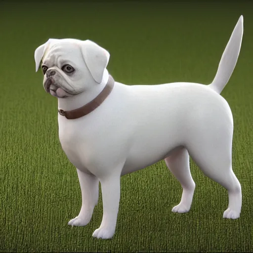 Prompt: a dog that is white and brown and fat, 8k, cute, photorealistic,