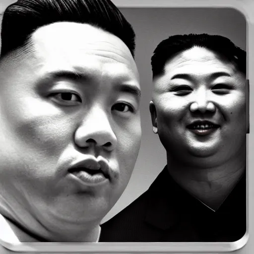 Image similar to the rock and kim jong - un, selfie, phone photo,