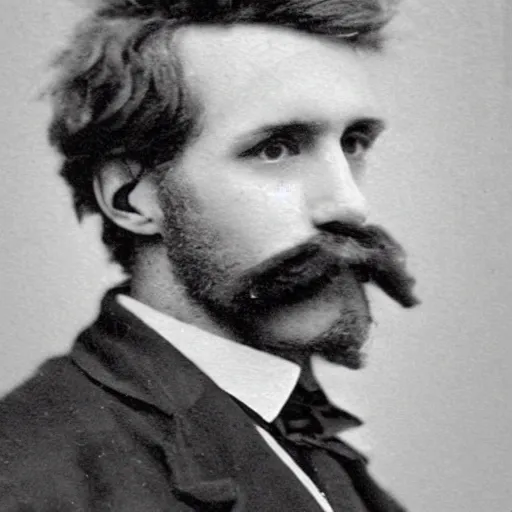 Prompt: A photograph portrait of Jerma985 with crazy hair and a pyramidal mustache in the late 1800s, taken in the late 1800s, 1870s, grainy, taken on a Field View Camera, realistic, hyperrealistic, very realistic, highly detailed, very detailed, extremely detailed, detailed, digital art, trending on artstation