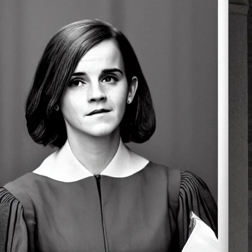 Prompt: us supreme court chief justice emma watson, official government photo, photo by cameldeath