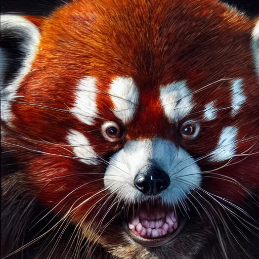 Image similar to epic portrait of red panda cyborg, detailed, digital painting, artstation, concept art, donato giancola, joseph christian leyendecker, wlop, boris vallejo, breathtaking, high details, extremely detailed, sincere face, establishing shot, artistic, hyper realistic, beautiful face, octane render