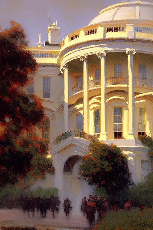 Image similar to White house, painting by Gaston Bussiere, Craig Mullins