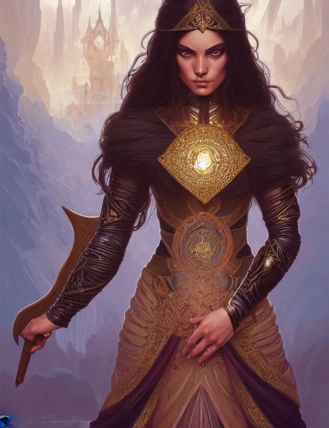 Image similar to symmetry!! intense fanart of a adriana as a mage warrior as acotar protagonist, magic background, intricate, elegant, highly detailed, my rendition, digital painting, artstation, concept art, smooth, sharp focus, illustration, art by artgerm and greg rutkowski and alphonse mucha