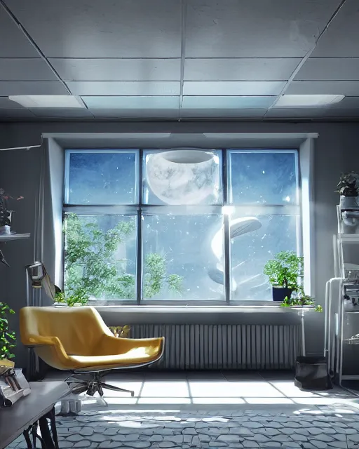 Prompt: artstation scifi scene of a safe room as ikea ad, lounge furniture, large terrarium, sky mural on the room ceiling, paneled walls, unreal engine 5, hyper realism, realistic shading, cinematic composition, blender render, octane render, hdr, detailed textures, photorealistic, wide shot
