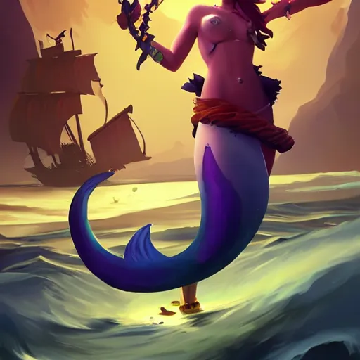 Image similar to jack the pirate mermaid on sea of thieves game avatar hero, behance hd by jesper ejsing, by rhads, makoto shinkai and lois van baarle, ilya kuvshinov, rossdraws global illumination