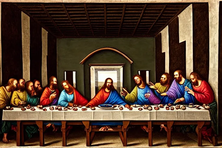 Prompt: a restoration of the last supper