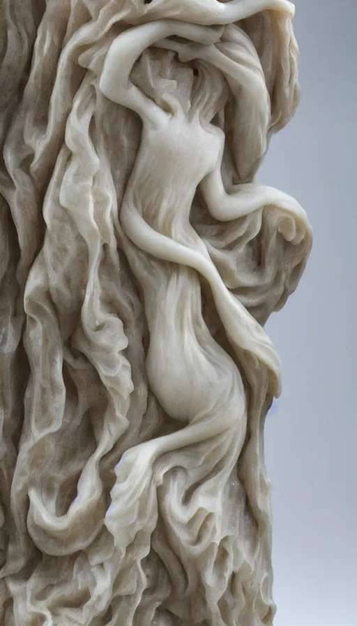 Image similar to a beautifully carved marble statue of a jellyfish