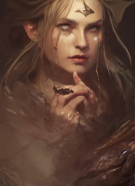 Prompt: a masterpiece portrait of vittoria ciretti as a d & d wizard, fantasy art, award winning, by darek zabrocki, noah bradley, fantasy magic, intricate, elegant, sharp focus, cinematic lighting, highly detailed, digital painting, concept art, trending on artstation, 8 k