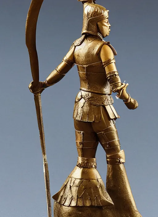 Prompt: Images on the store website, eBay, Miniature Statue of a Female Ancient Warrior with Shield