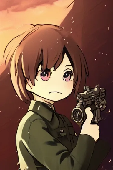 Prompt: beautiful little boy in nazi male uniform posing with an gun. made in abyss art style, sharps focus, cute detailed artwork, anatomically correct, ilya kuvshinov, reflection, perfect composition, wallpaper mobile, digital art, detailed anime soft face, symmetrical face, western comic, illustration, realistic, smooth, lois van baarle, soft details, illumination