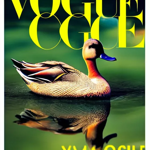 Image similar to a magnificent duck on the cover of vogue magazine