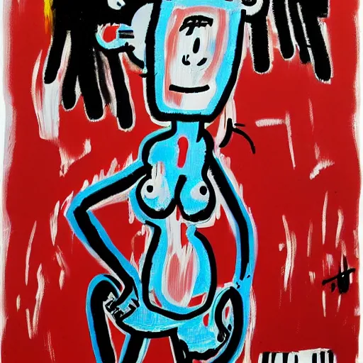 Prompt: cute anime girl, by Jean-Michel Basquiat by Jean-Claude Dubuffet