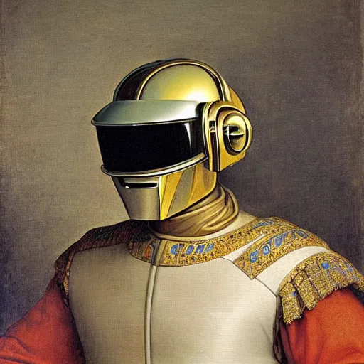 Image similar to renaissance portrait of Daft Punk, masterpiece by Eugene de Blaas